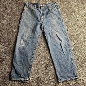 Levi Strauss Signature Relaxed Fit Jeans Mens 38 Light Wash Denim Distressed Fit